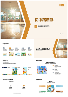 初中启航新篇校园文化自主合作筑核心PPT模板