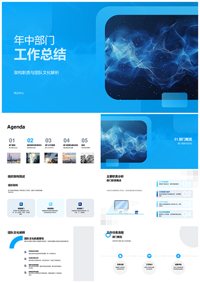 年中部门组织架构团队文化合作建设成果总结PPT模板