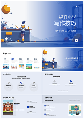 2025小学写作习惯技巧提升优化教学法思维导图实践分享PPT模板