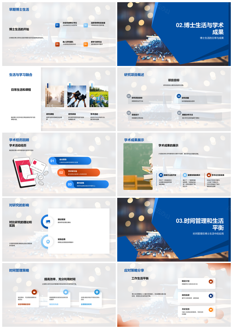 博士学术挑战与生活平衡征程PPT模板