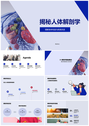 人体解剖学历史定义与各系统解析PPT模板