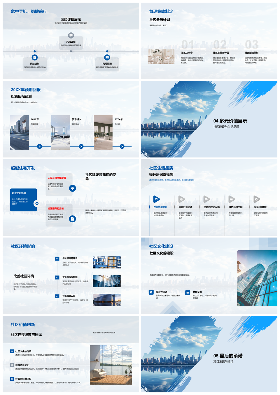 社区驱动开发摩天大楼公共空间投资风险评估PPT模板