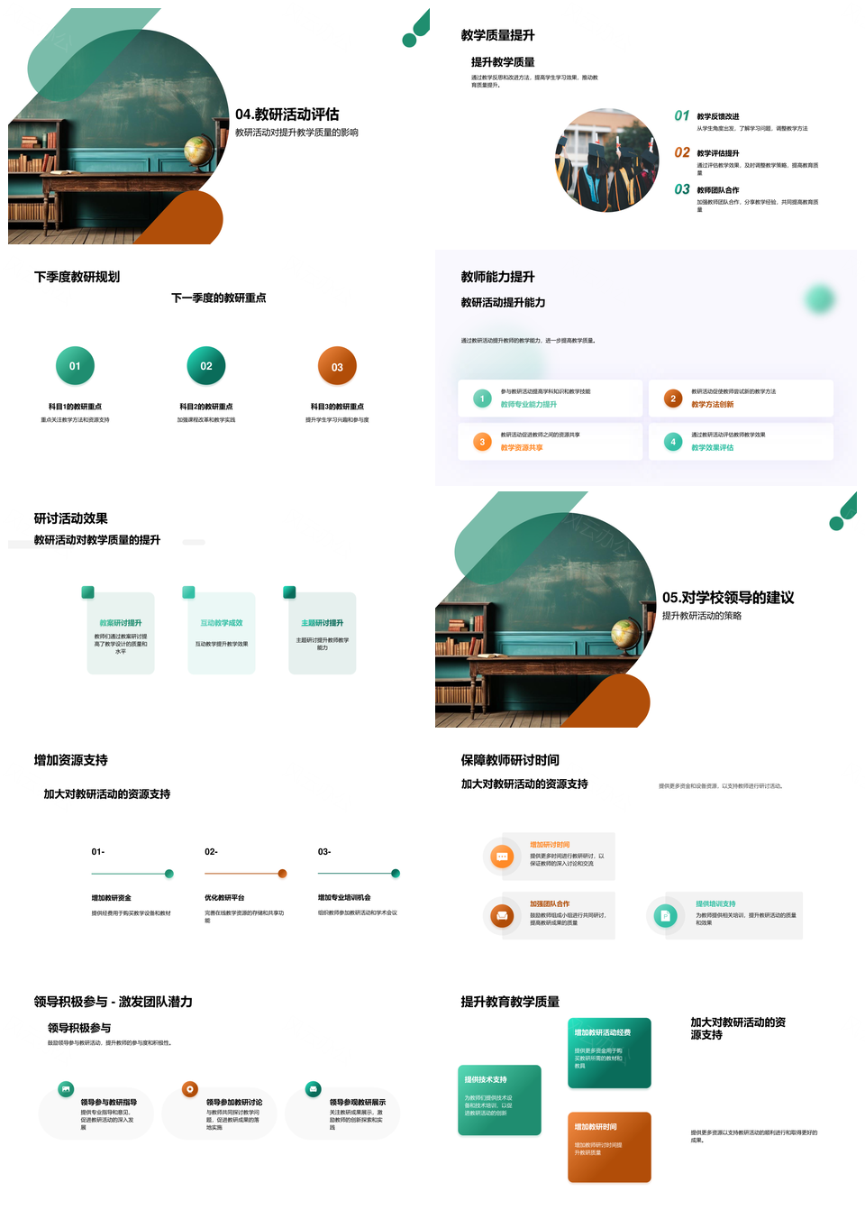 教研活动多科教案研讨提升教学质量成果PPT模板