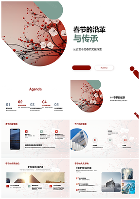春节源流习俗传承文化探索PPT模板