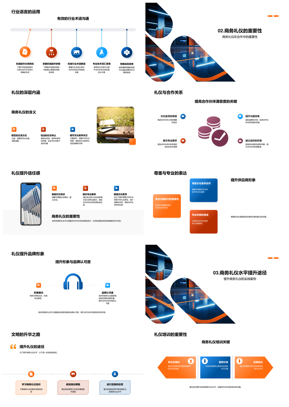 机械配件供应商商务礼仪培训提升合作效果PPT模板