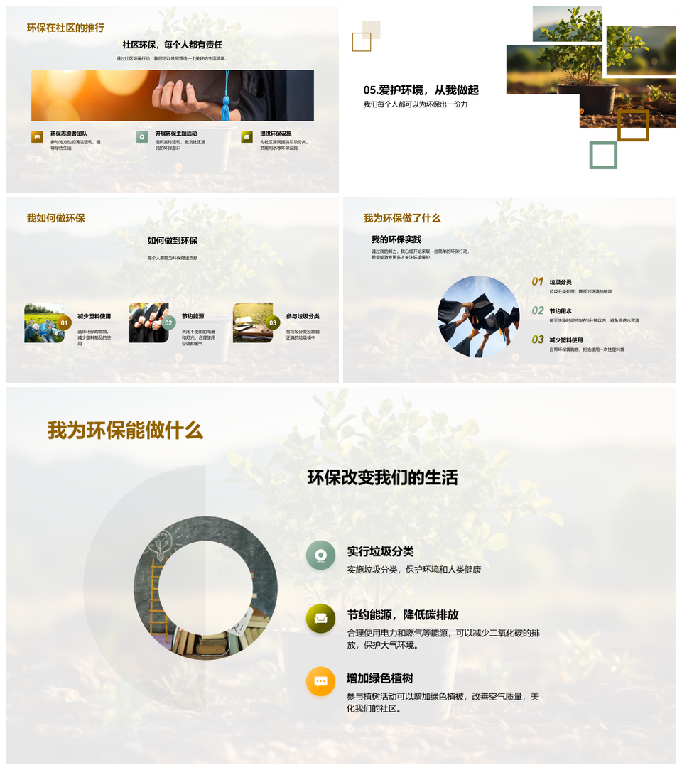 绿色生活分类节水环保行动护社区PPT模板