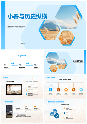 小暑纵横农耕习俗师论机遇卷轴PPT模板