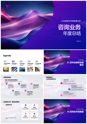 咨询业务年度总结成绩市场业绩全球行业核心资源战略视角PPT模板