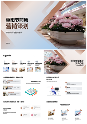 重阳商场亲情促销老年商品菊花品牌建设策划PPT模板