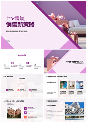 七夕房地产浪漫礼赠销售新策略PPT模板