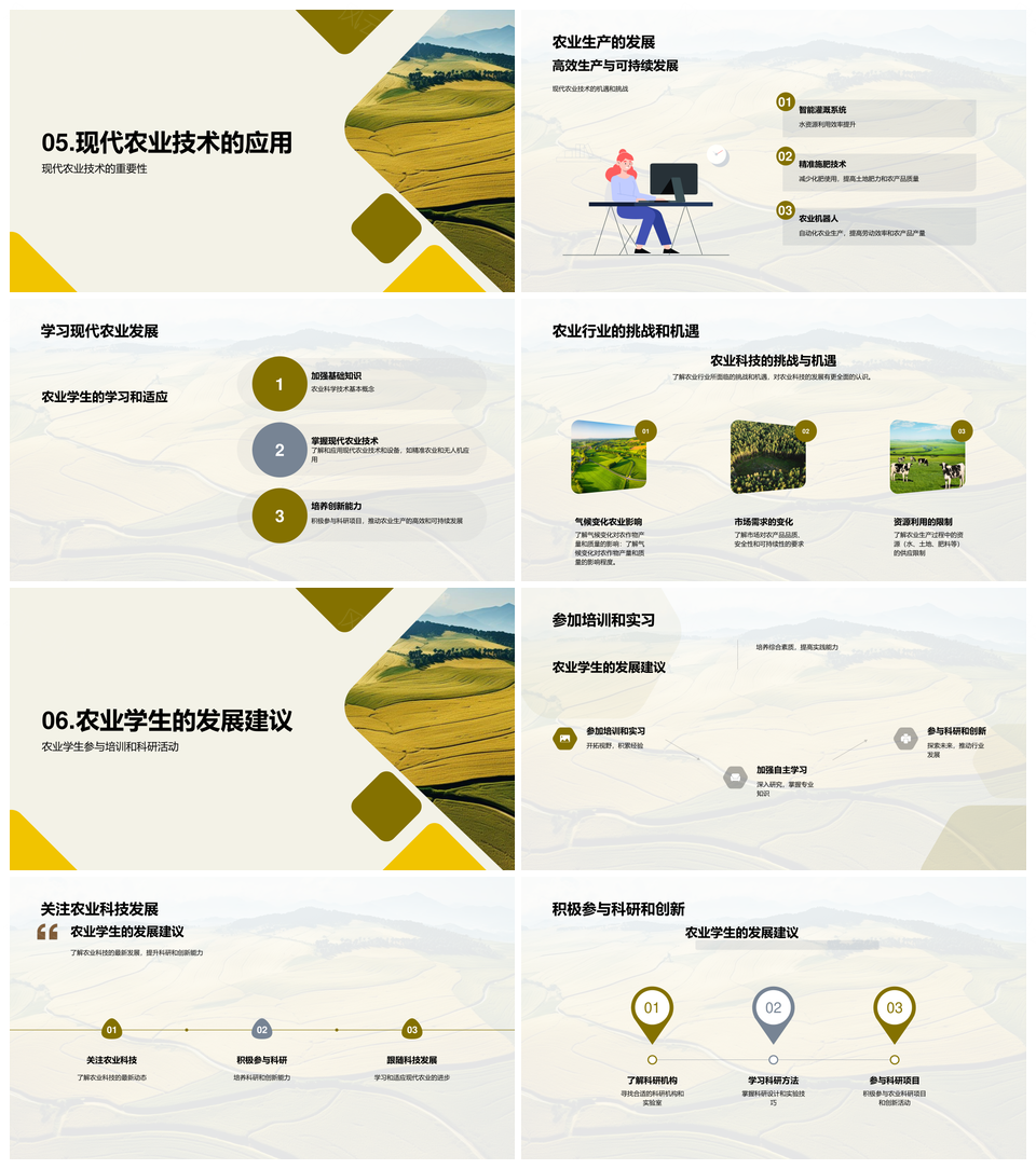 农业学生精准农业无人机基因编辑可持续实习汇报PPT模板