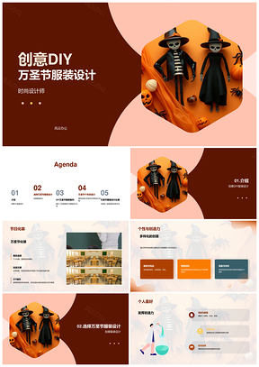 创意DIY万圣节个性服装时尚设计师PPT模板