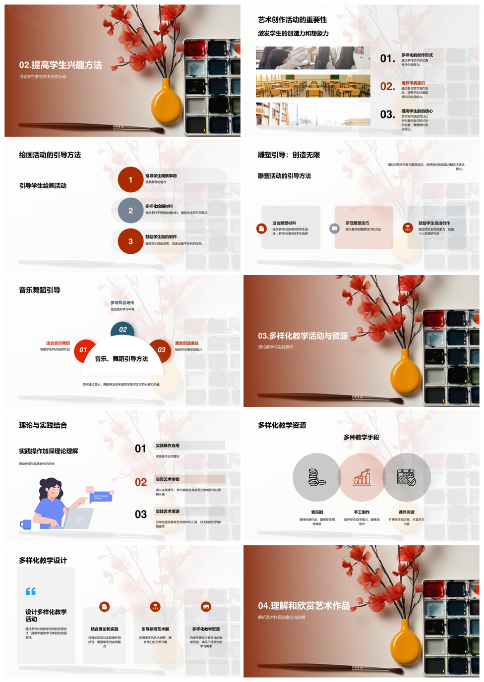 初中艺术教师有效教学培训艺术教育绘画雕塑PPT模板