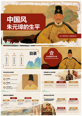 明朝开国皇帝朱元璋生平政绩历史影响PPT模板