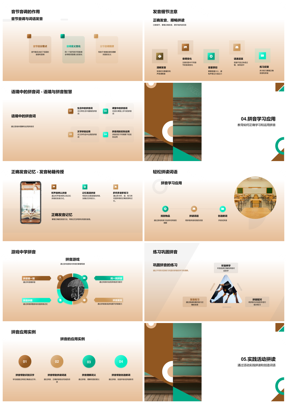 拼音学习构成多样应用实践发音要点PPT模板