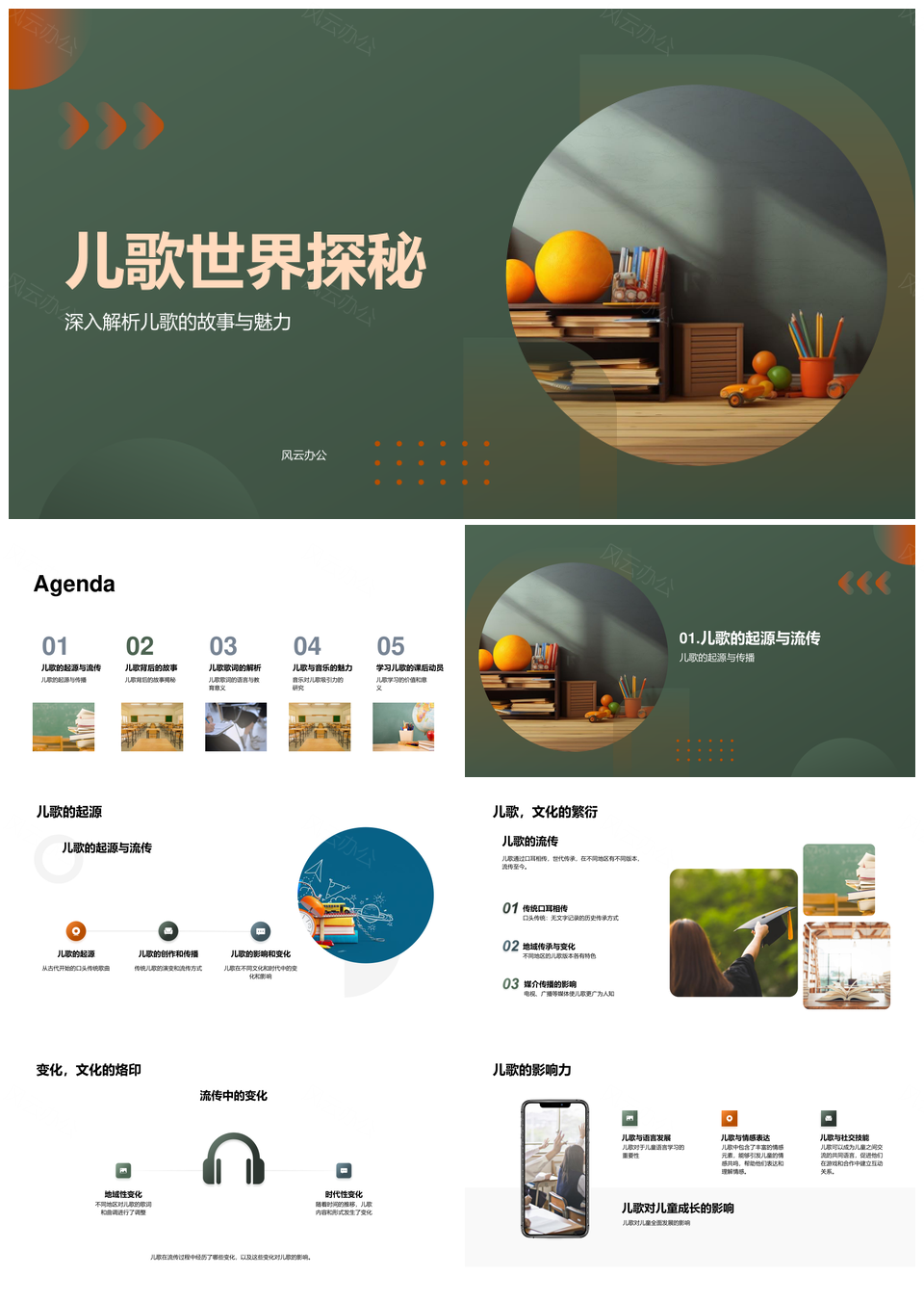 儿歌音乐故事寓教于乐教学探秘PPT模板