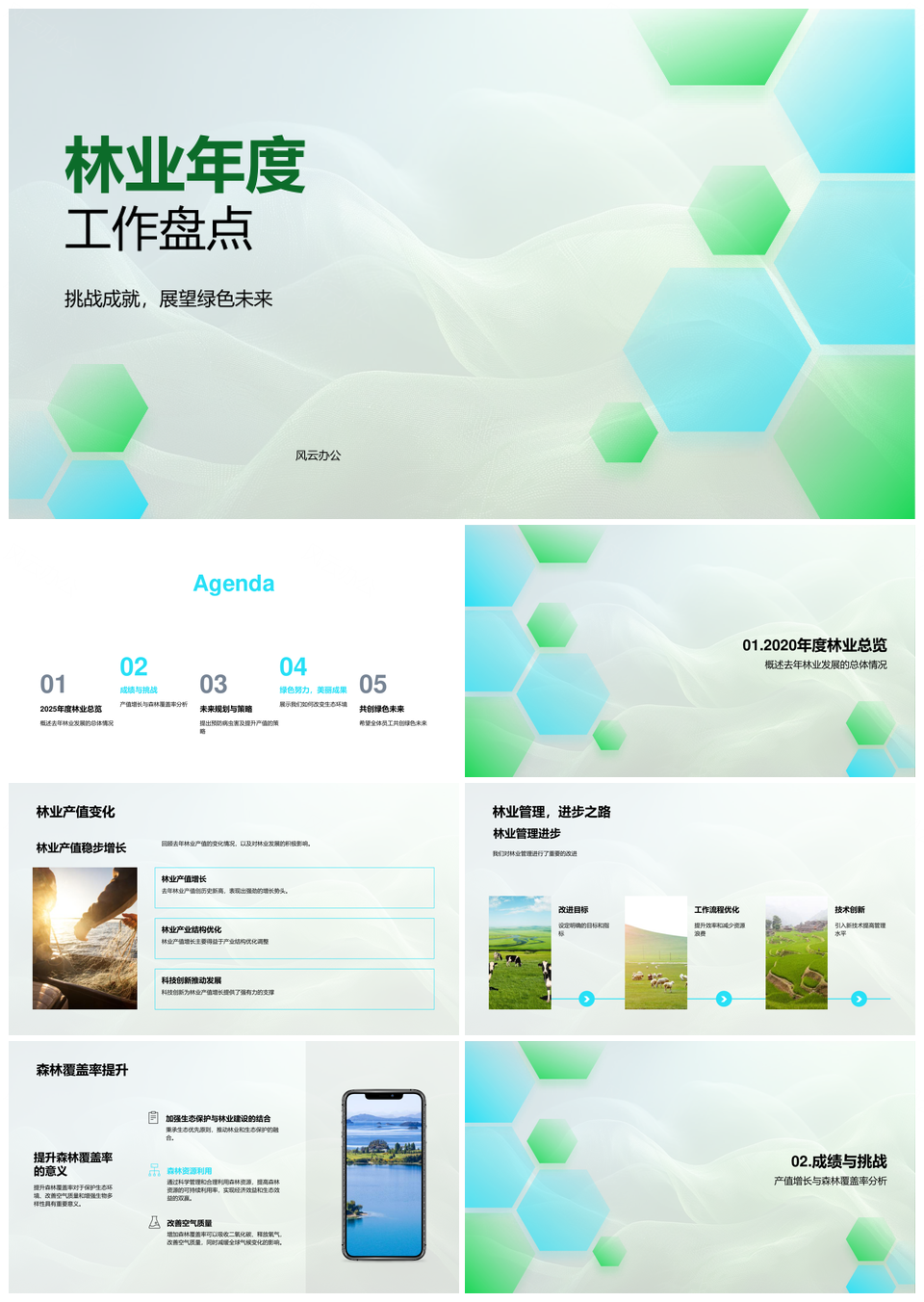 2025林业年度工作产值管理覆盖病虫防治禁伐治理绿色未来PPT模板