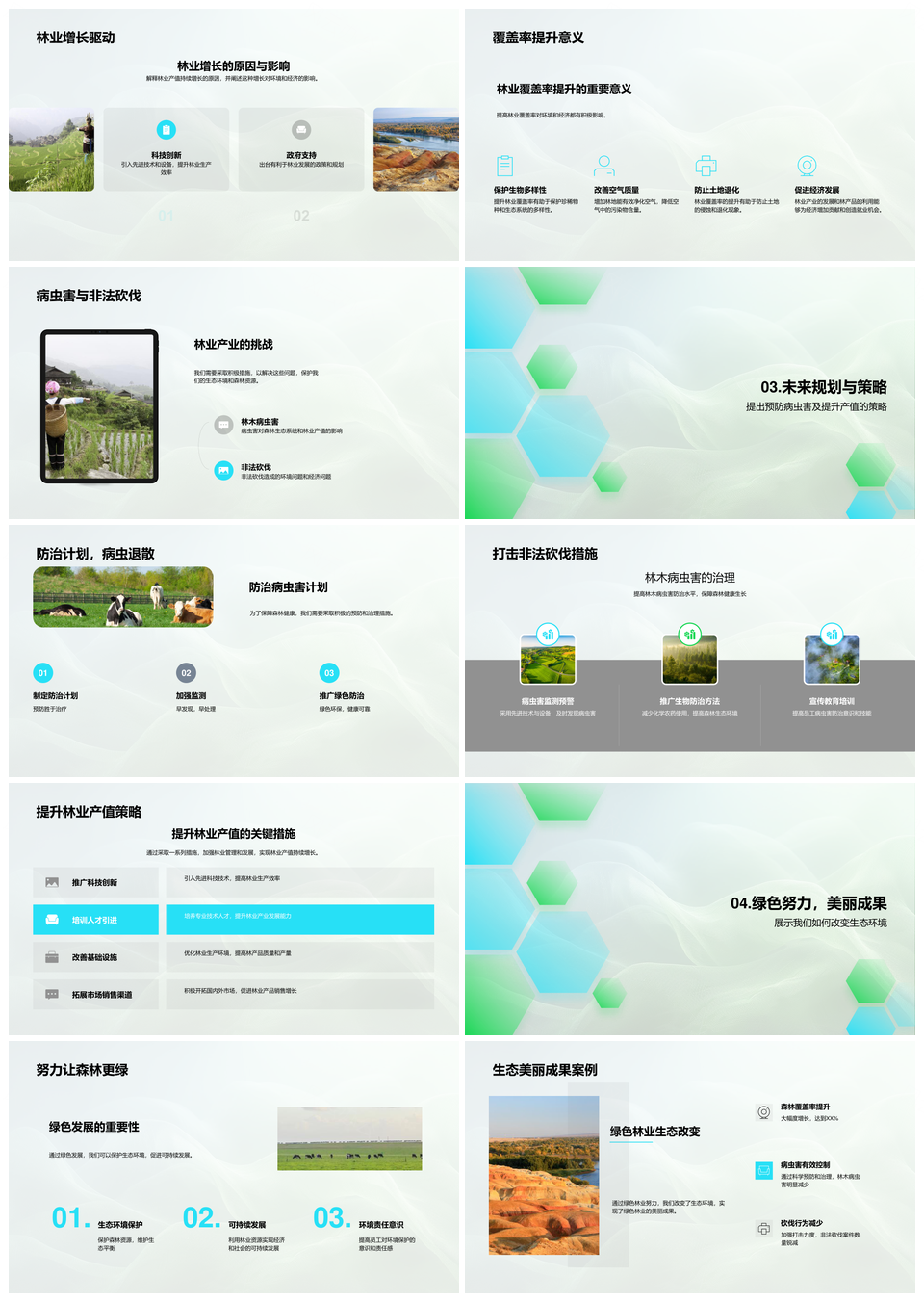 2025林业年度工作产值管理覆盖病虫防治禁伐治理绿色未来PPT模板