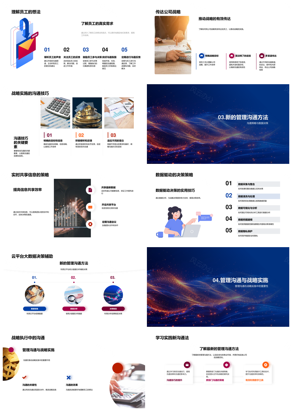 金融战略沟通驱动实施中层数据决策管理PPT模板
