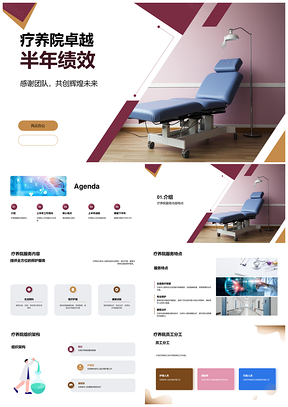 疗养院经理优化服务架构设备达半年绩效目标PPT模板