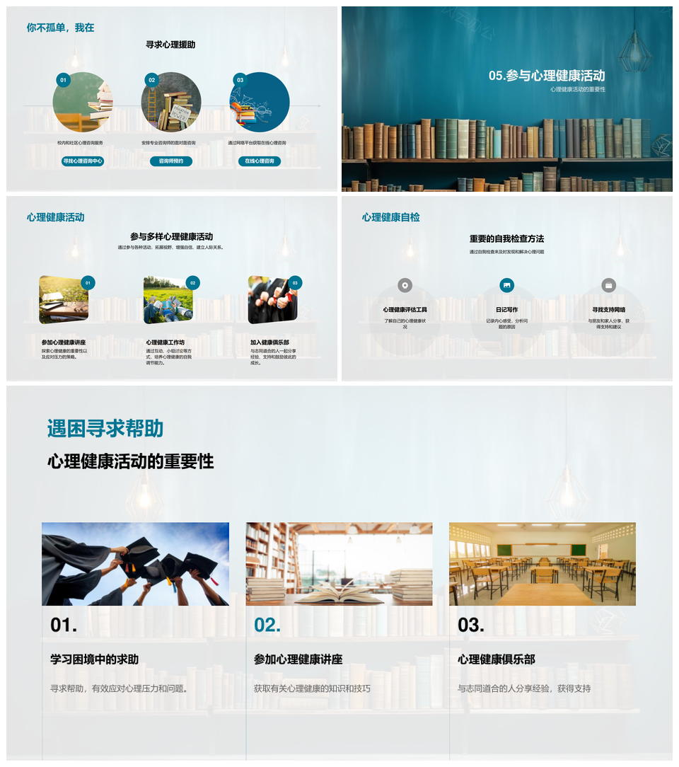 大学生心理健康压力应对及资源利用PPT模板
