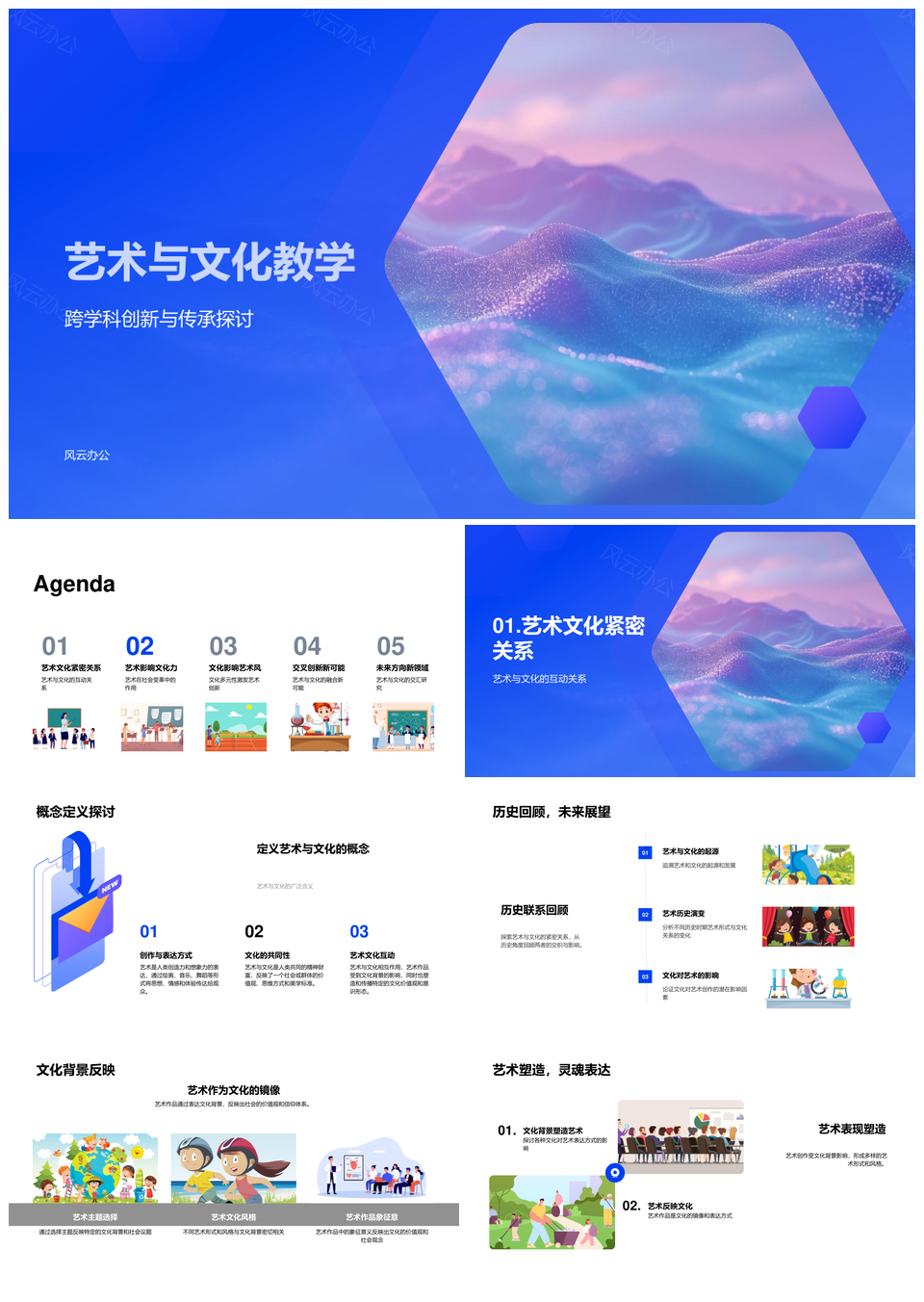 2025艺术文化教学跨科创新传承多元社会PPT模板