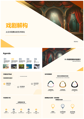 戏剧解构文本表演创作背景意图角色舞台解析PPT模板
