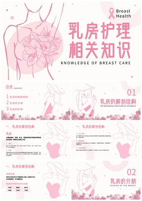 乳房乳腺护理培训乳腺癌疾病健康知识讲座PPT模板