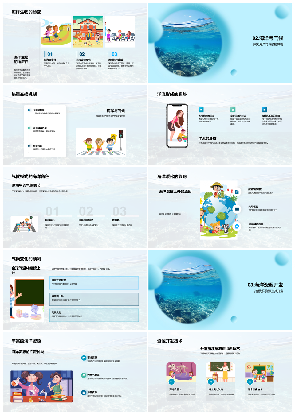 深蓝海洋地理生态资源污染洋流探秘PPT模板