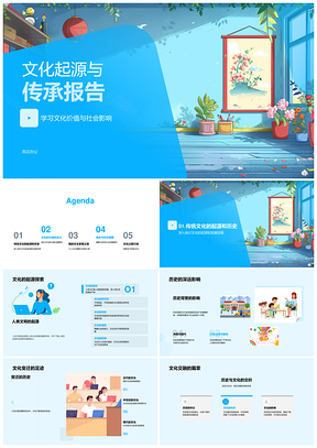 2025文化起源传承发展历程与社会影响PPT模板
