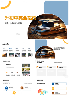 升初中教育体系升学流程学习计划中学选择家长指导考试复习策略PPT模板