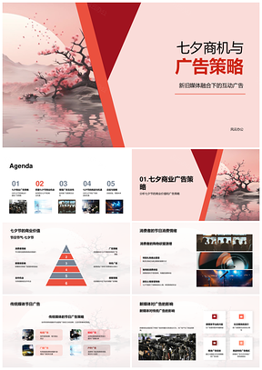 七夕商机广告策略新旧媒体融合互动PPT模板