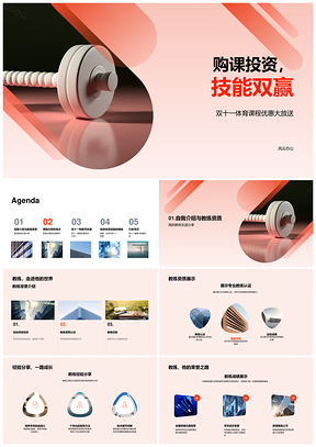 双十一购课投资体育课程优惠技能双赢PPT模板