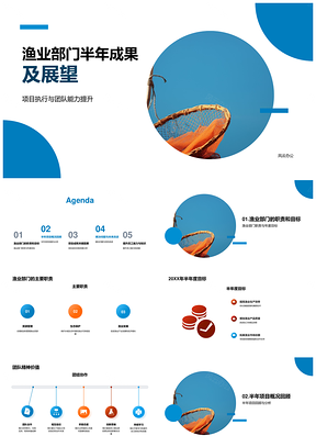 渔业部门半年项目成果与团队能力提升总结PPT模板