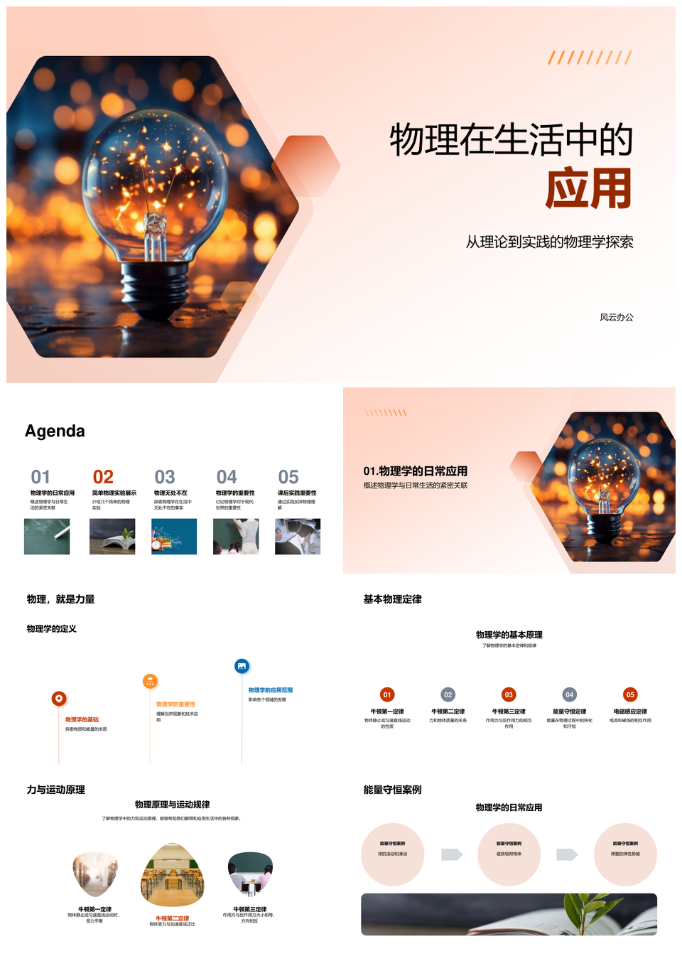 物理基础原理与生活应用实例PPT模板
