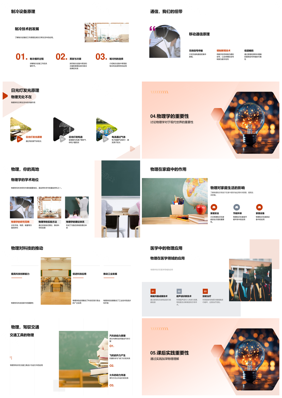 物理基础原理与生活应用实例PPT模板