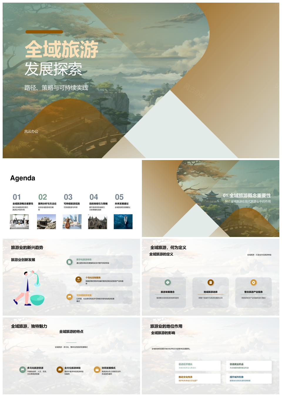 全域旅游可持续实践促进文化经济发展PPT模板