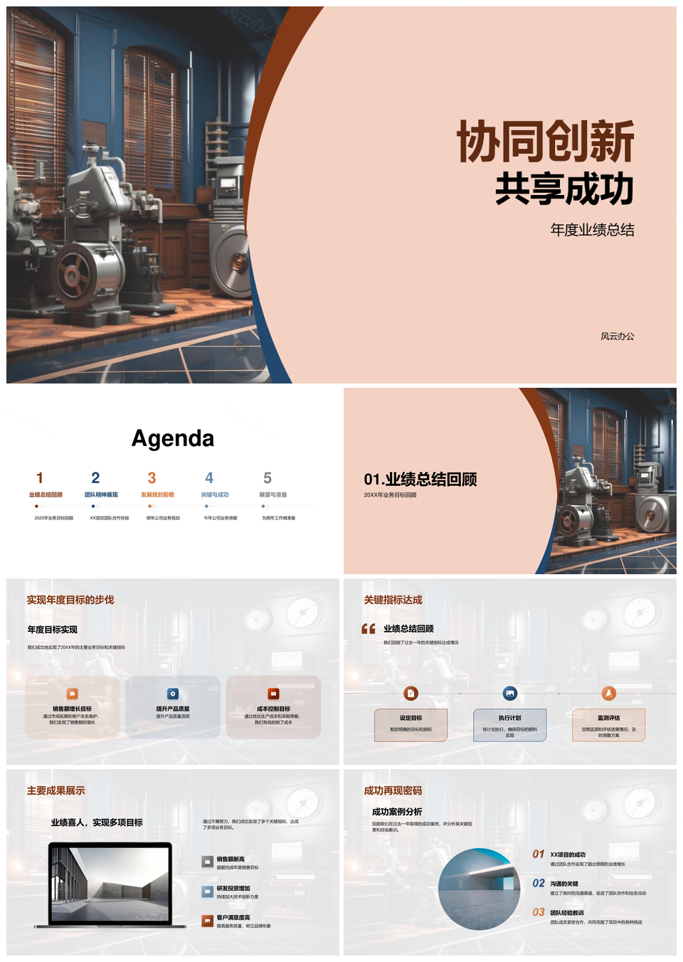 2025工业机械团队协同创新突破业务目标PPT模板