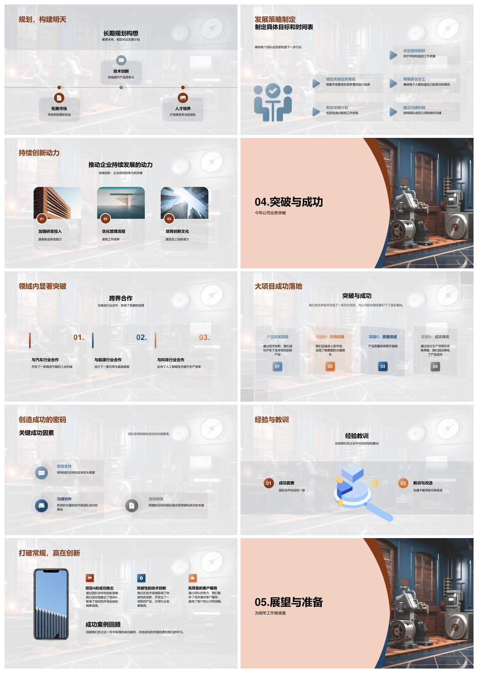 2025工业机械团队协同创新突破业务目标PPT模板