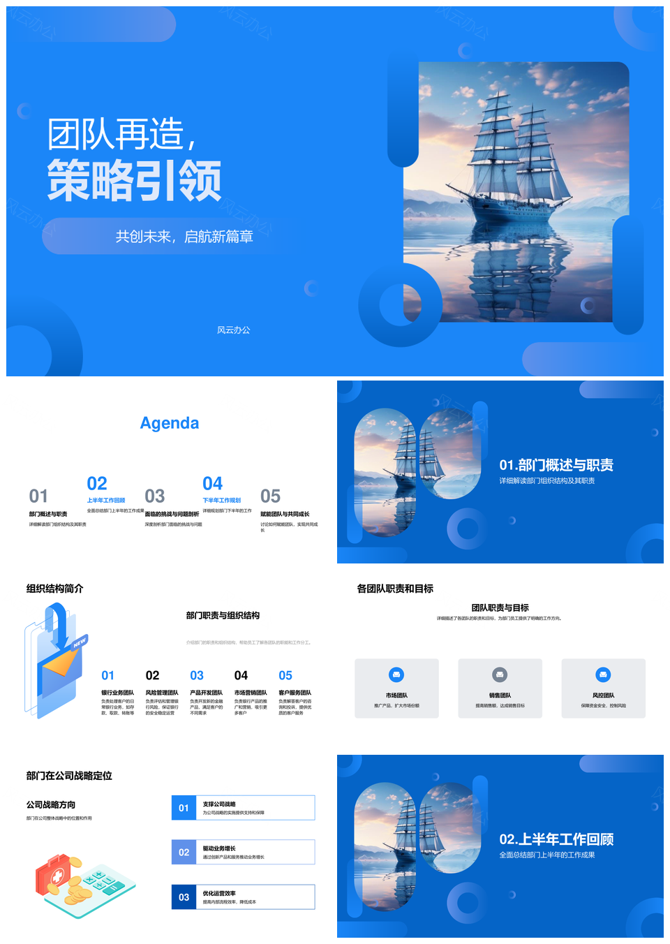 金融银行战略团队再造策略引领帆船PPT模板