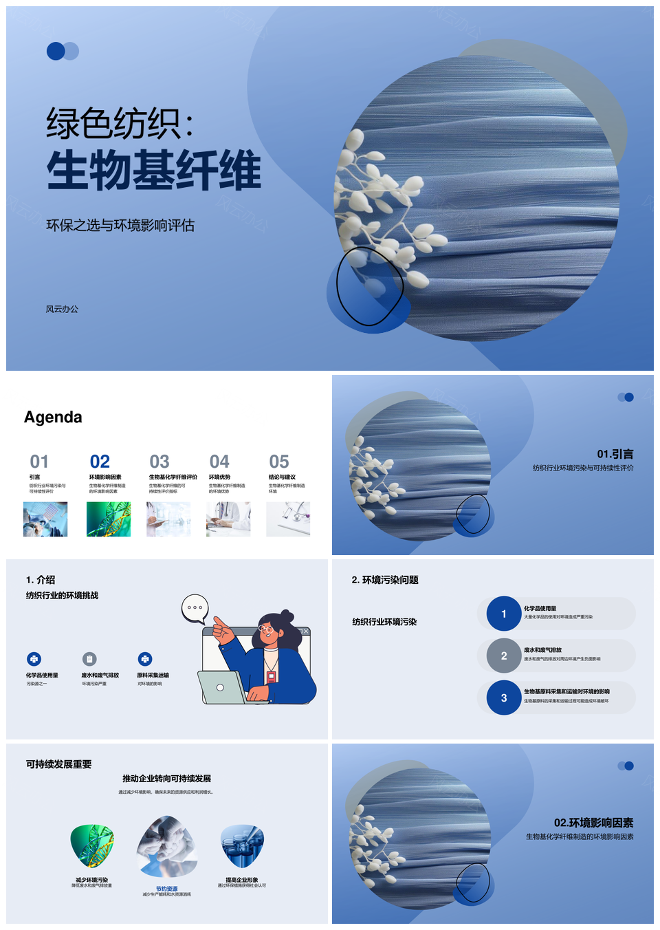 生物基化纤环保纺织可持续评价研究PPT模板