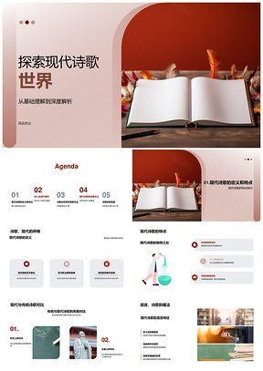 现代诗歌深度解析诗人名作风格主题象征声韵PPT模板