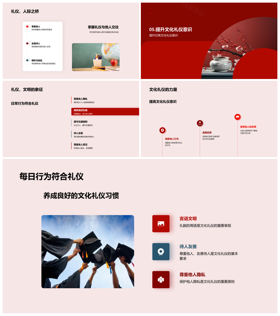 中华传统礼仪文化美融生活实践PPT模板