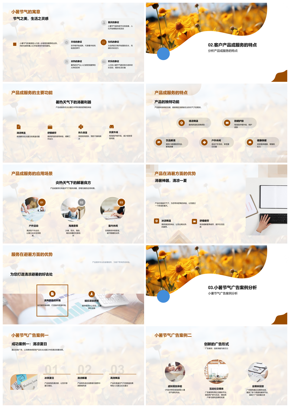 小暑广告创新策划产品销售成功案例向日葵节气特色PPT模板