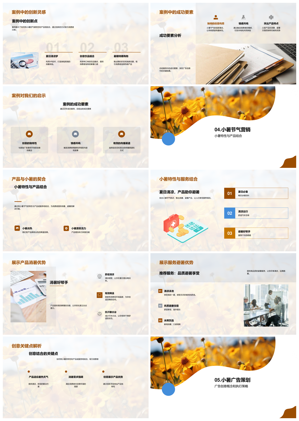 小暑广告创新策划产品销售成功案例向日葵节气特色PPT模板
