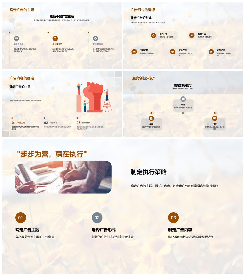 小暑广告创新策划产品销售成功案例向日葵节气特色PPT模板