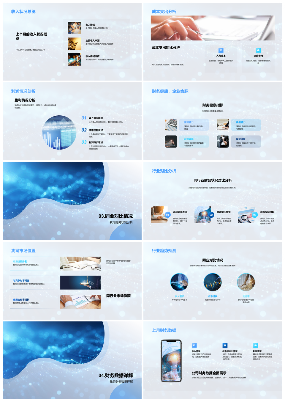 财务月报分析经济预测收支利润健康指标PPT模板