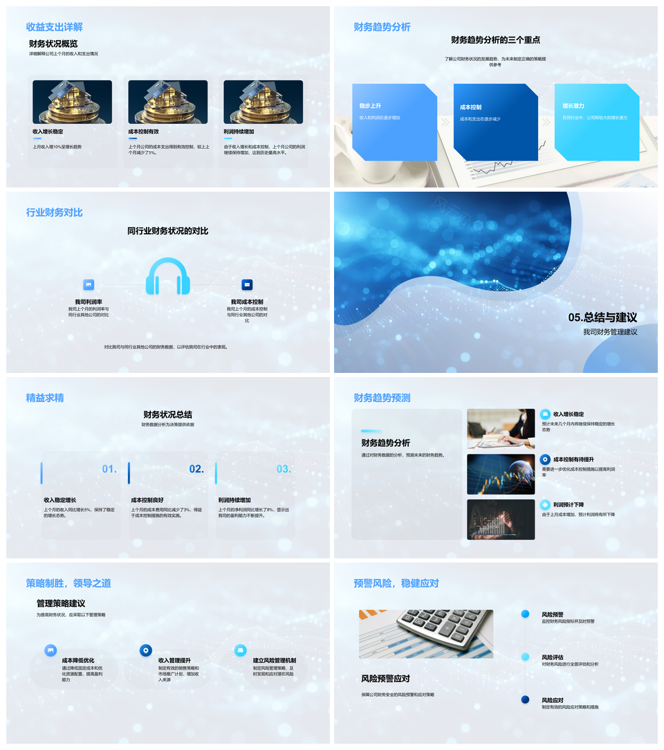 财务月报分析经济预测收支利润健康指标PPT模板