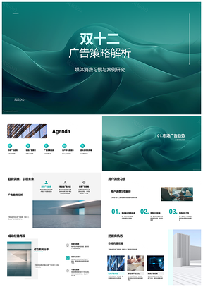 双十二广告策略解析媒体习惯趋势案例品牌视觉媒介PPT模板