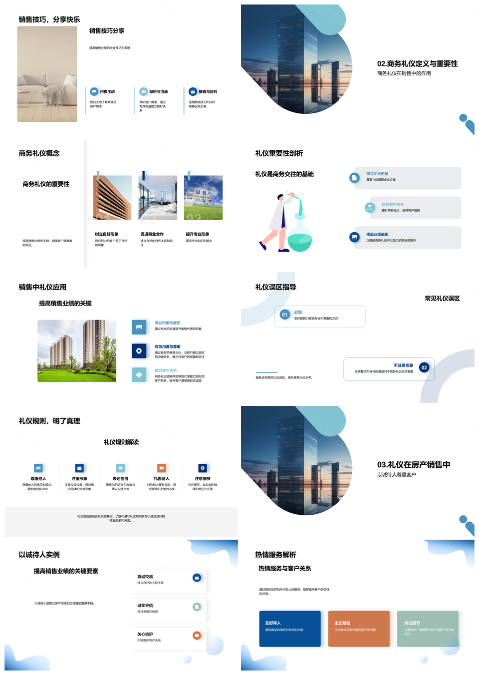 商务礼仪提升房地产销售业绩客户满意免费PPT模板